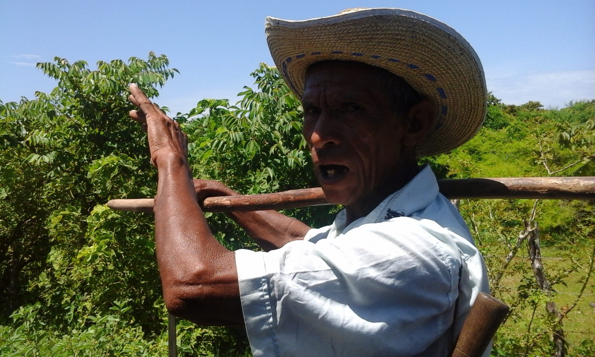 Un agricultor de El Salvador camina por su área de cultivo en el Bajo Lempa